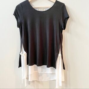 Pebble & Stone Layered Blouse Black & White Small